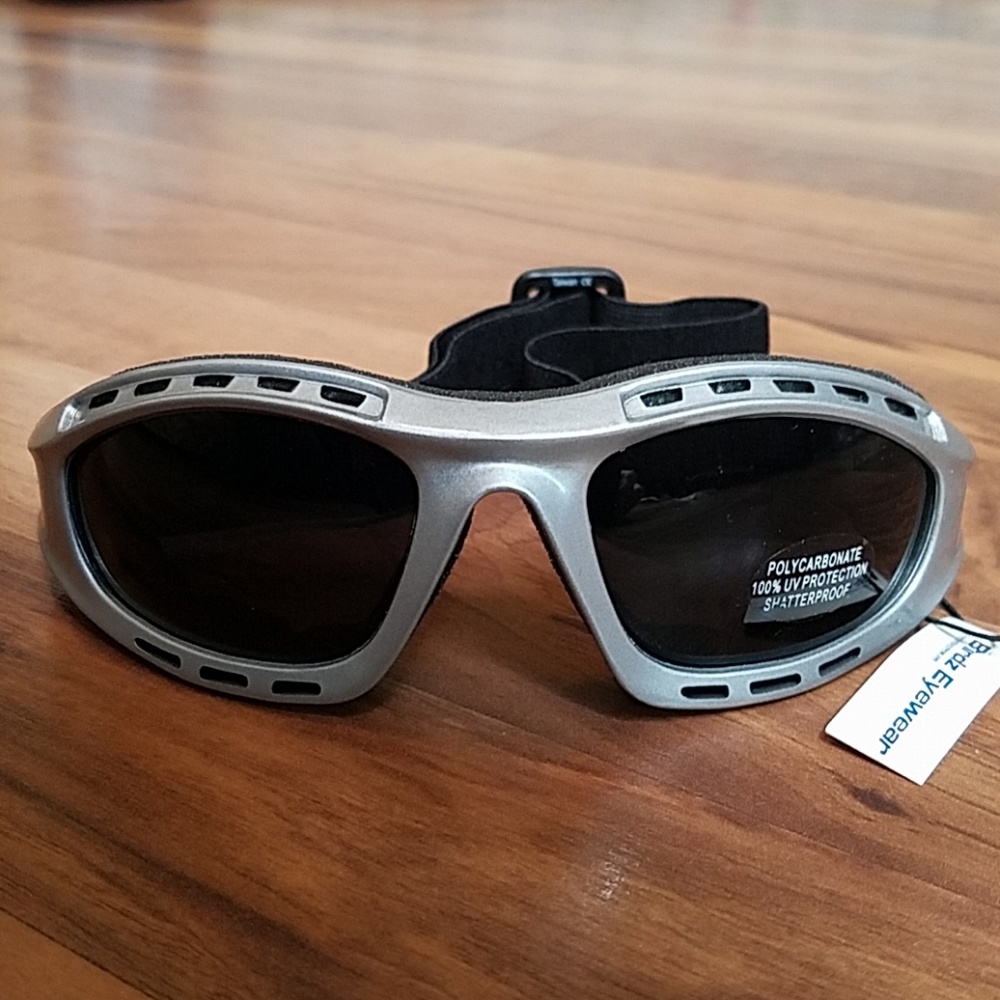 Men Motorcycle goggles silver Padded Rice Burner